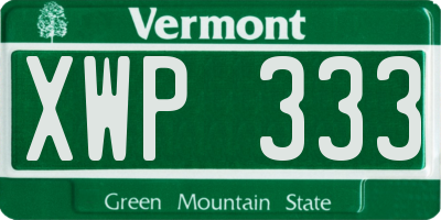 VT license plate XWP333
