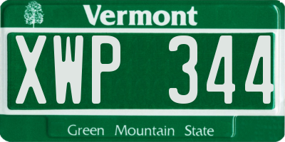 VT license plate XWP344