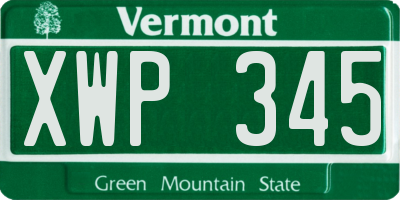 VT license plate XWP345