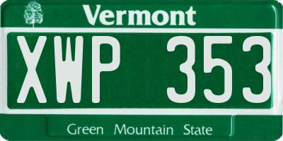 VT license plate XWP353