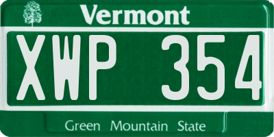 VT license plate XWP354