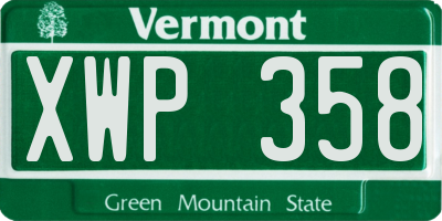 VT license plate XWP358