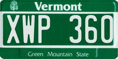 VT license plate XWP360