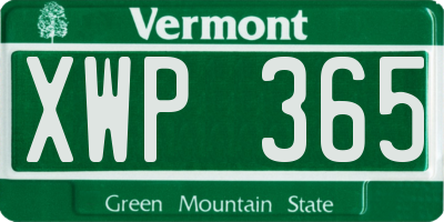 VT license plate XWP365