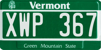 VT license plate XWP367