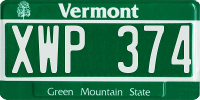 VT license plate XWP374