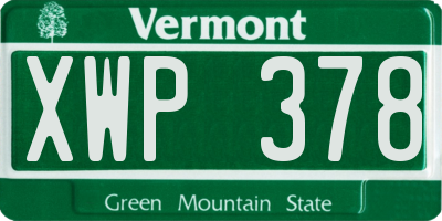 VT license plate XWP378
