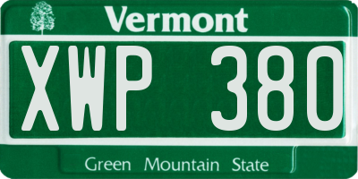 VT license plate XWP380