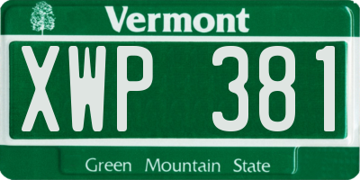 VT license plate XWP381