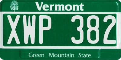 VT license plate XWP382