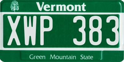 VT license plate XWP383