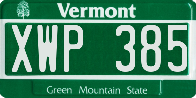 VT license plate XWP385