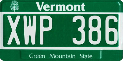 VT license plate XWP386