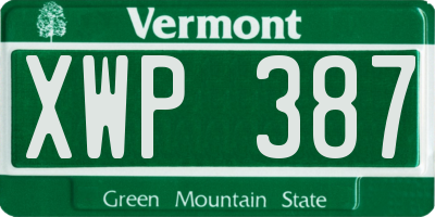 VT license plate XWP387