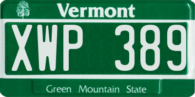 VT license plate XWP389