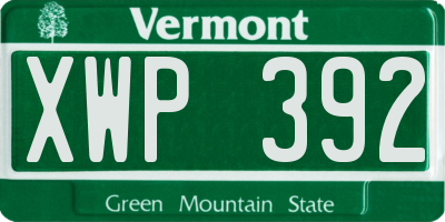 VT license plate XWP392