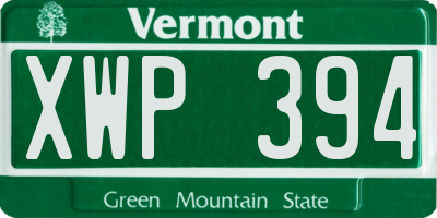 VT license plate XWP394
