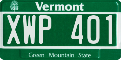 VT license plate XWP401