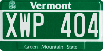 VT license plate XWP404