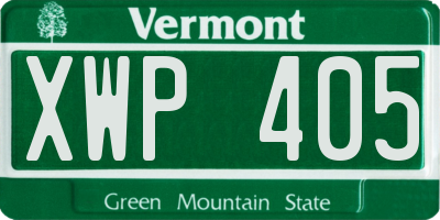 VT license plate XWP405