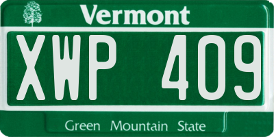 VT license plate XWP409