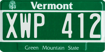 VT license plate XWP412