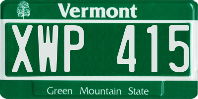 VT license plate XWP415