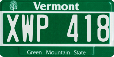 VT license plate XWP418