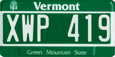 VT license plate XWP419