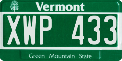 VT license plate XWP433