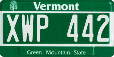 VT license plate XWP442
