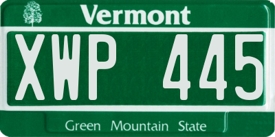 VT license plate XWP445