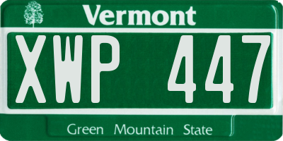 VT license plate XWP447