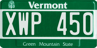 VT license plate XWP450