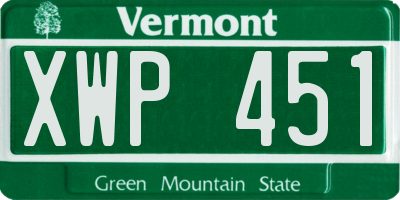 VT license plate XWP451