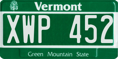 VT license plate XWP452