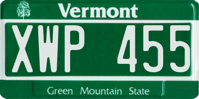 VT license plate XWP455