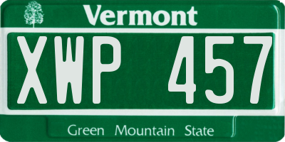 VT license plate XWP457