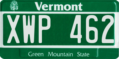 VT license plate XWP462