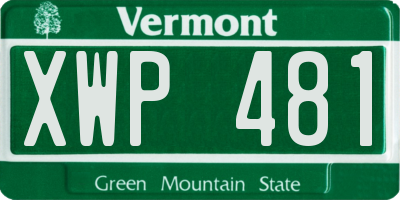 VT license plate XWP481