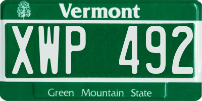 VT license plate XWP492
