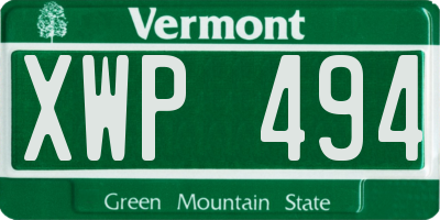 VT license plate XWP494