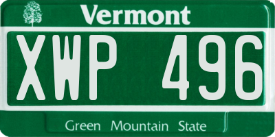 VT license plate XWP496