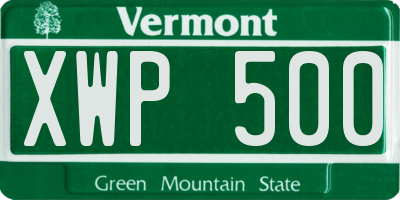 VT license plate XWP500
