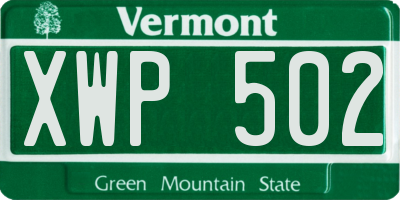 VT license plate XWP502