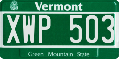 VT license plate XWP503