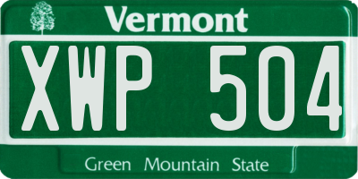 VT license plate XWP504