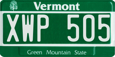 VT license plate XWP505