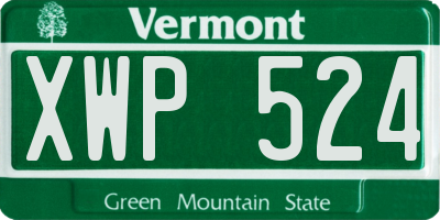 VT license plate XWP524