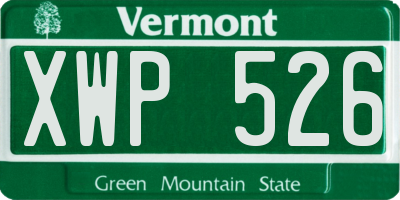 VT license plate XWP526